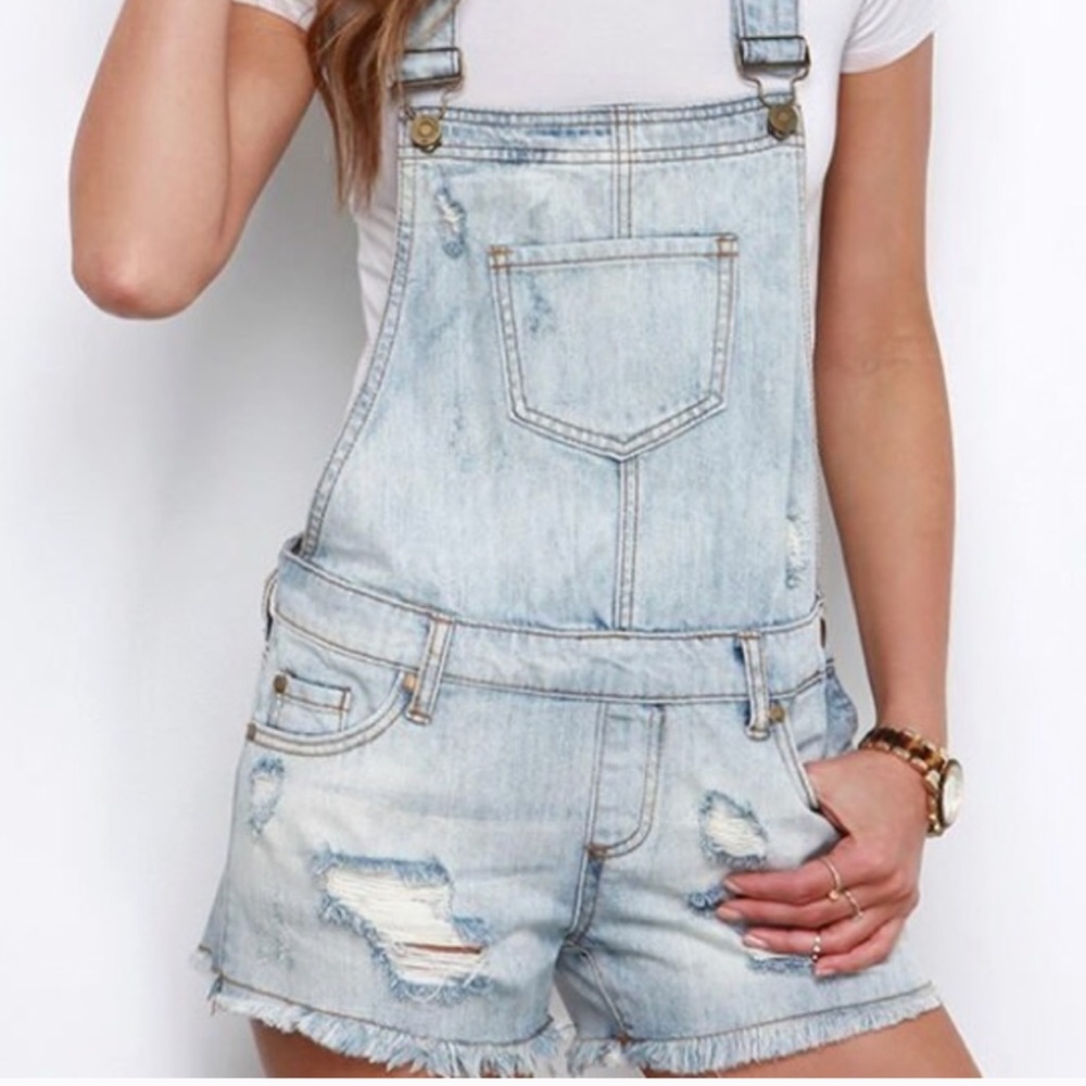 H&M denim short overalls